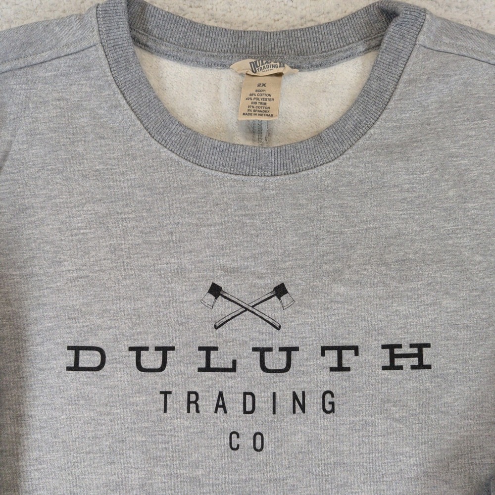 Duluth Trading Co Womens 2X Gray Logo Fleece Sweatshirt 83846 Graphic Pocket - Picture 3 of 5